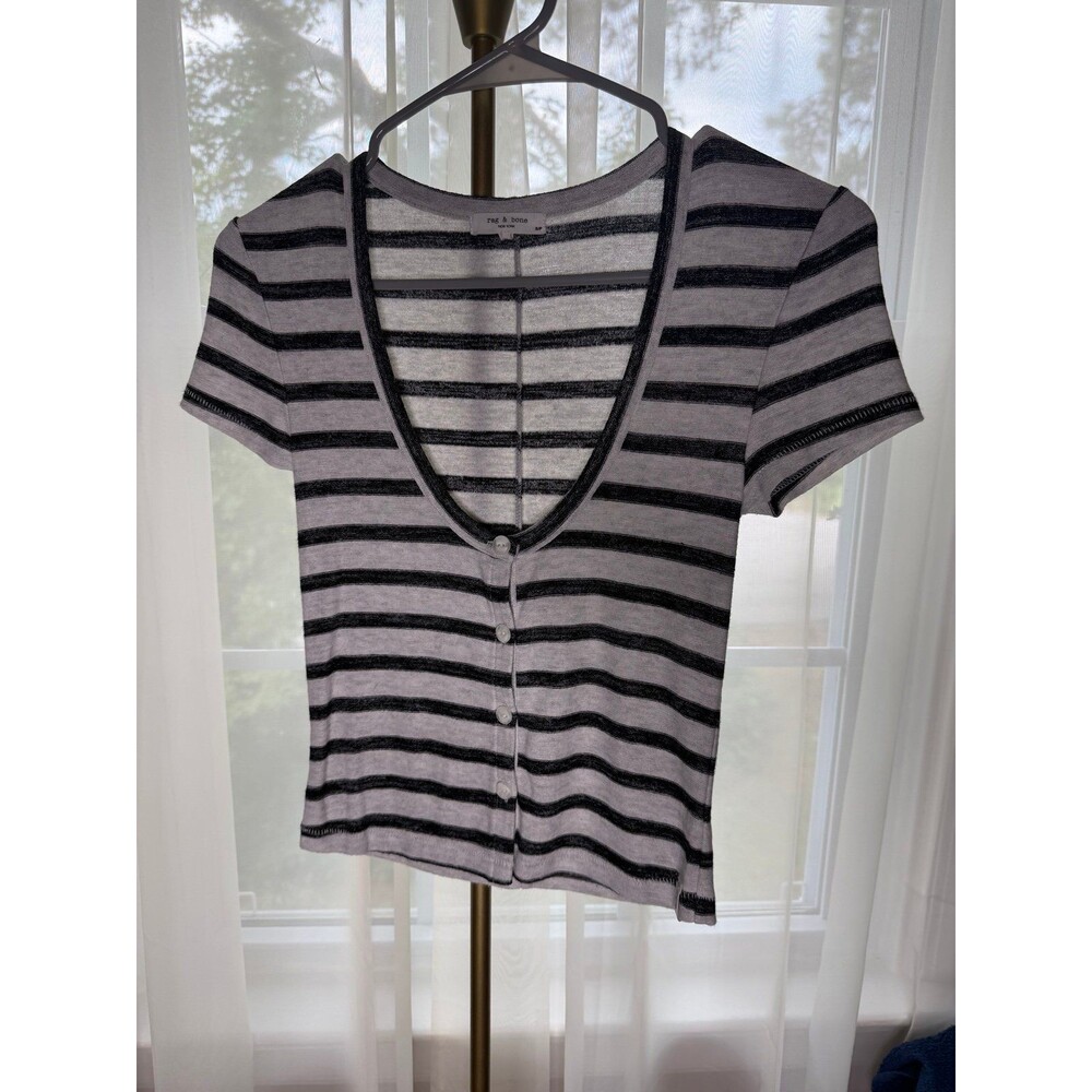 rag & bone striped short-sleeve button-front tee